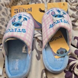 Disney Stitch Pink and Blue Checkered Slippers